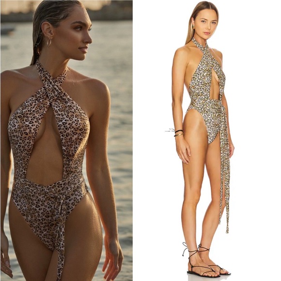 Revolve Pilyq Alex One Piece Swimsuit in Leopard - Picture 2 of 5